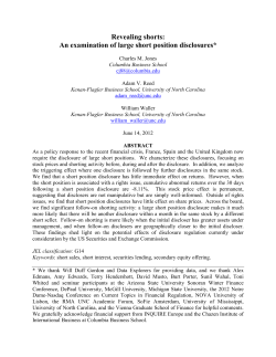 Revealing shorts: An examination of large short position disclosures*