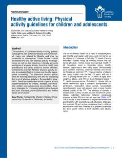 Healthy active living: Physical activity guidelines for children and