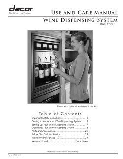 Use and Care Manual WiNE DiSPENSiNG SyStEM