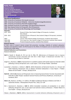 Kelly Holt - Centre for Chiropractic Research