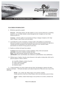 teachers information - Reptile Awareness Displays Of Australia