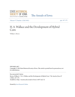 HA Wallace and the Development of Hybrid Corn