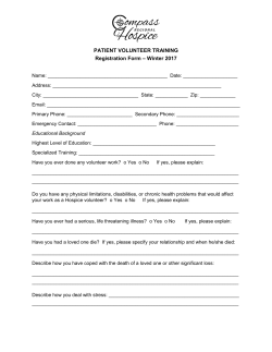 Patient Care Volunteer Training Registration