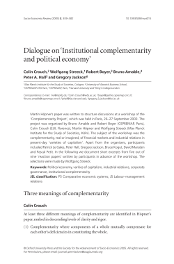Dialogue on `Institutional complementarity and political