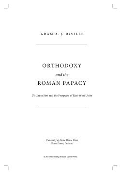 orthodoxy roman papacy - University of Notre Dame