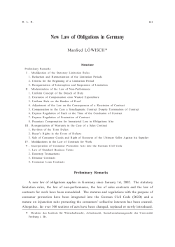 New Law of Obligations in Germany