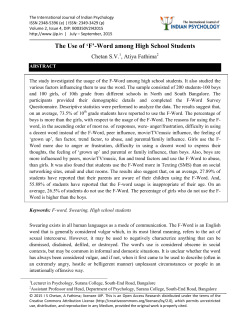 The Use of `F`-Word among High School Students