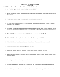 Unit 6 Test: The Great Depression Study Guide
