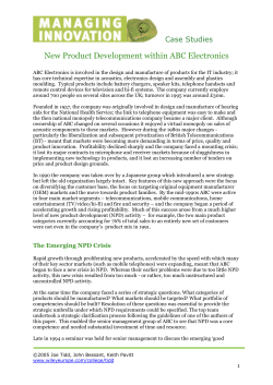 New Product Development within ABC Electronics