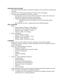 Legislative Briefing - Maryland Economic Development Association