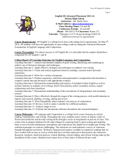 English III Advanced Placement 2013-14 Denton High