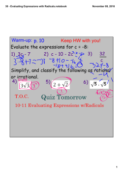 30 - Evaluating Expressions with Radicals.notebook