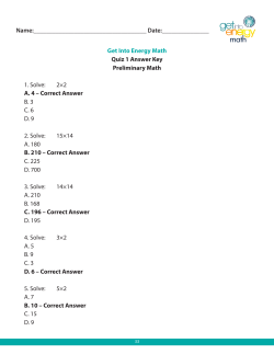 Get Into Energy Math Quiz 1 Answer Key Preliminary Math 1. Solve
