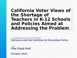 California Voter Views of the Shortage of