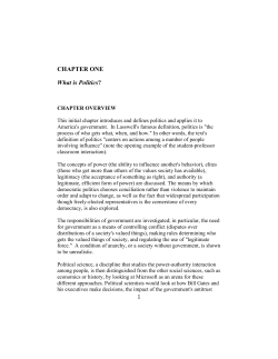 CHAPTER ONE What is Politics?