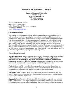 213: Soltani (TR 2:00-3:15) - Eastern Michigan University