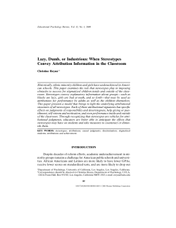 Lazy, Dumb, or Industrious: When Stereotypes Convey