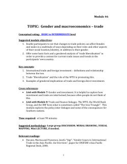 TOPIC: Gender and macroeconomics &ndash; trade