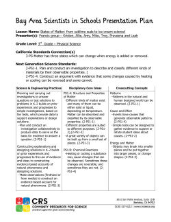 Bay Area Scientists in Schools Presentation Plan