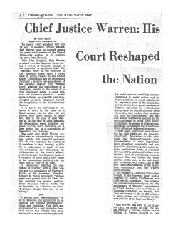 Chief Justice Warren: His Court Reshaped the Nation