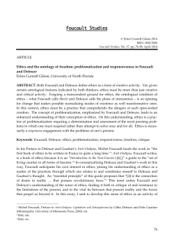 ARTICLE Ethics and the ontology of freedom: problematization and