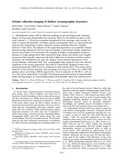 Seismic reflection imaging of shallow oceanographic structures