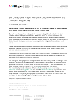 Eric Olander joins Ringier Vietnam as Chief Revenue
