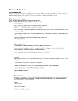 Preparing an effective resume 1. Resume Essentials