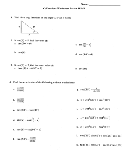 CoFunctions Worksheet Review WS #3