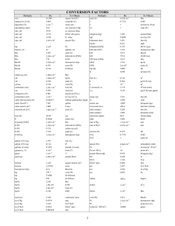 Conversion Factors You May Sometime Need
