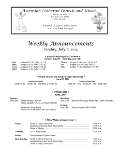 Weekly Announcements - Ascension Lutheran Church