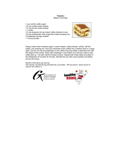 Tiramisu Makes 6 servings 1 cup nonfat vanilla yogurt 1/4 cup nonfat