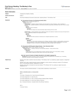 First Person Reading: The Monkey`s Paw