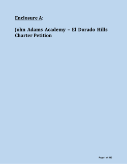 Enclosure A: John Adams Academy &ndash; El Dorado Hills Charter Petition