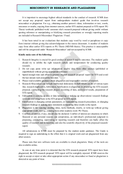 MISCONDUCT IN RESEARCH AND PLAGIARISM