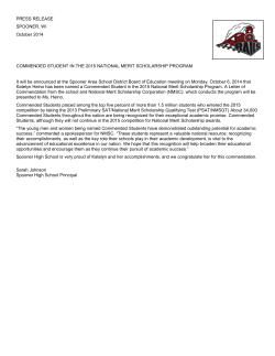 PRESS RELEASE SPOONER, WI October 2014 COMMENDED