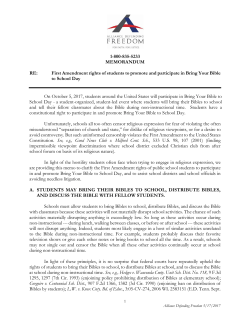 1-800-835-5233 MEMORANDUM RE: First Amendment rights of