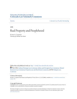 Real Property and Peoplehood - Colorado Law Scholarly Commons