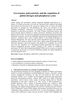 Governance, polycentricity and the regulation of global nitrogen and