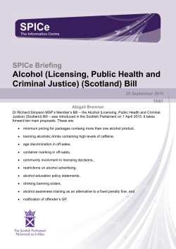 Alcohol (Licensing, Public Health and Criminal Justice)(Scotland) Bill