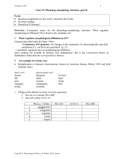 Phonology-morphology interface revisited, part I