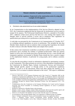 Mutual evaluation of regulated professions Overview of the