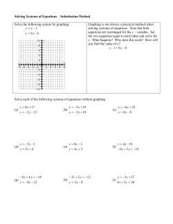 Solving Systems of Equations – Substitution Method Solve the