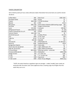 POWER CONSUMPTION: Items listed by watts per hour unless