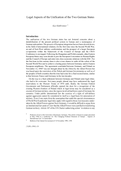 Legal Aspects of the Unification of the Two German States