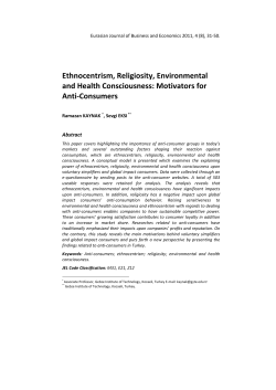 Ethnocentrism, Religiosity, Environmental and Health