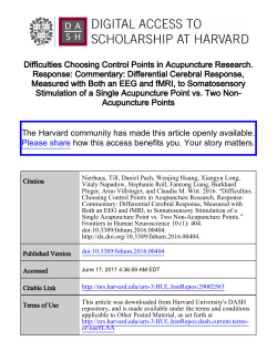 Difficulties Choosing Control Points in Acupuncture Research