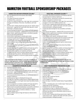 HAMILTON FOOTBALL SPONSORSHIP PACKAGES