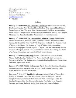 Syllabus January 7th : 1913-1914 The End of the Gilded Age: The