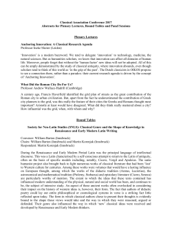 Classical Association Conference 2017 Abstracts for Plenary